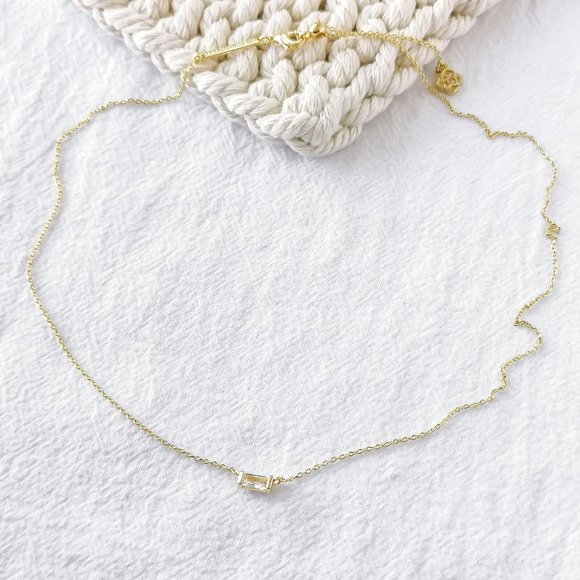 Kendra Scott Juliette Gold Pendant Necklace in White CZ